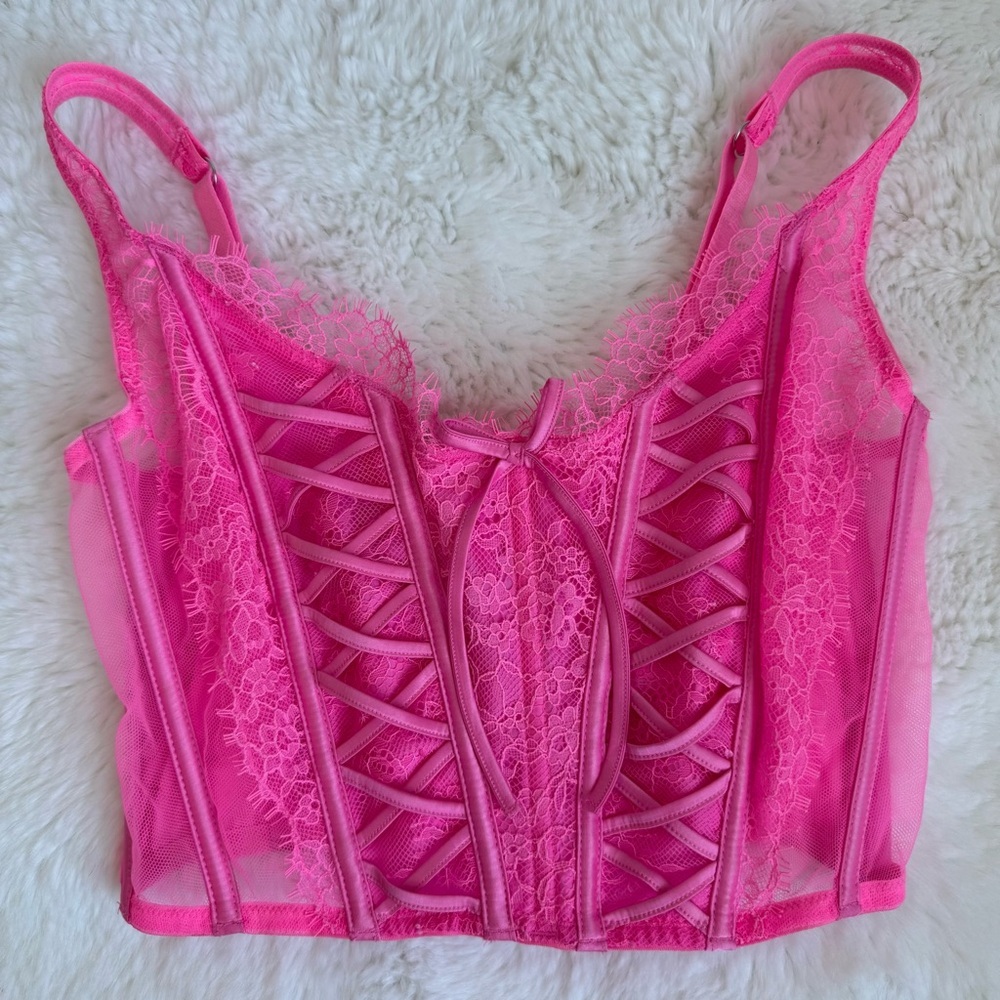 Victoria’s Secret Pink Lace Corset Top NWT S-DD/DDD Bustier Dream Angels - Picture 2 of 8